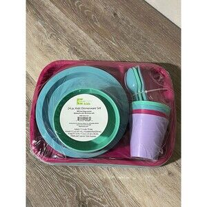 Mainstays 24 Piece Kids Dinnerware Set 4 of Each Tray Plate Bowl Cup Spoon Fork